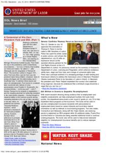 The DOL Newsletter - July 18, 2013: SENATE CONFIRMS PEREZ