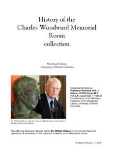 History of the Charles Woodward Memorial Room