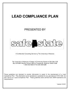 LEAD COMPLIANCE PLAN  PRESENTED BY A Confidential Consulting Service by The University of Alabama