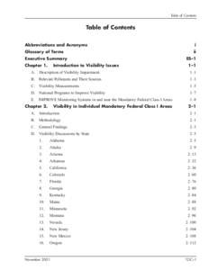 Table of Contents  Table of Contents Abbreviations and Acronyms Glossary of Terms Executive Summary