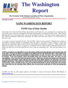 The Washington Report The Newsletter of the National Association of Police Organizations Representing America’s Finest  December 22, 2014