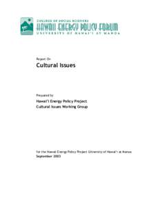 Report On  Cultural Issues Prepared by