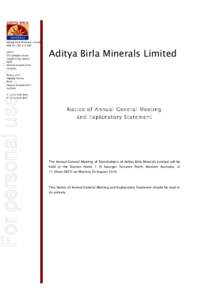 Aditya Birla Minerals Limited ABNFor personal use only  Level 3
