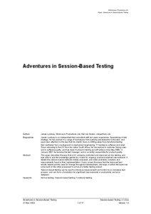 © Workroom Productions Ltd. Paper: Adventures in Session-Based Testing