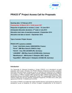 Preparatory access – Call for proposals