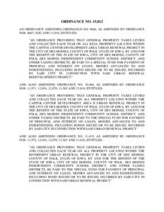 ORDINANCE NO. 15,012 AN ORDINANCE AMENDING ORDINANCE NO. 8666, AS AMENDED BY ORDINANCE NOS. 8667, 9282 AND 13,810, ENTITLED: 