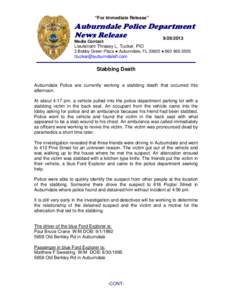 “For Immediate Release”  Auburndale Police Department News Release[removed]Media Contact: