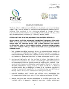 II CUMBRE Doc. 3.2 English[removed]January, 2014 CELAC PLAN OF ACTION 2014 The Heads of State and Government of the Community of Latin American and Caribbean