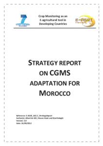 Crop Monitoring as an E-agricultural tool in Developing Countries STRATEGY REPORT ON CGMS