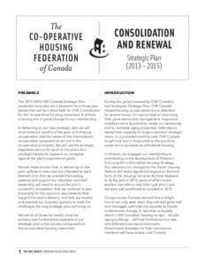 Consolidation and Renewal Strategic Plan (2013 – [removed]Preamble