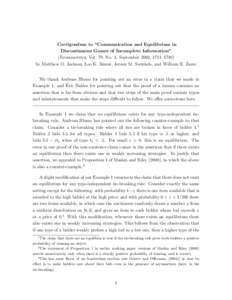 Corrigendum to “Communication and Equilibrium in Discontinuous Games of Incomplete Information” (Econometrica, Vol. 70, No. 5, September 2002, 1711–1740) by Matthew O. Jackson, Leo K. Simon, Jeroen M. Swinkels, and