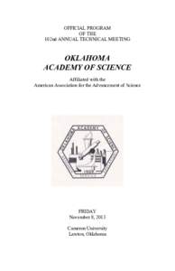 OFFICIAL PROGRAM OF THE 102nd ANNUAL TECHNICAL MEETING OKLAHOMA ACADEMY OF SCIENCE