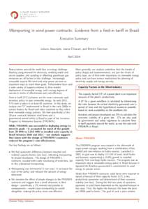 Misreporting in wind power contracts: Evidence from a feed-in tariﬀ in Brazil Executive Summary Juliano Assunção, Joana Chiavari, and Dimitri Szerman April[removed]Many nations around the world face an energy challenge