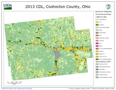 2013 CDL, Coshocton County, Ohio Land Cover Categories (by decreasing acreage) AGRICULTURE* Grass/Pasture Corn