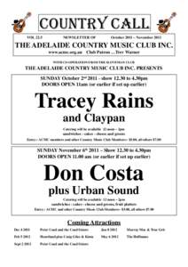 Adelaide Country Music Club Country Call OctoberNovember 2011 Issue - Vol 22.5