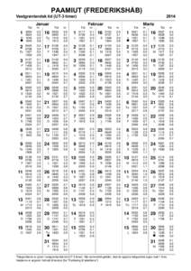 PAAMIUT (FREDERIKSHÅB)  Vestgrønlandsk tid (UT-3 timer) Januar  Februar