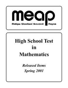 High School Test in Mathematics Released Items Spring 2001