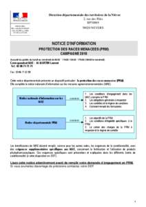 Direction départementale des territoires de la Nièvre 2, rue des Pâtis BP30069