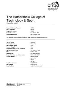 The Hathershaw College of Technology & Sport Inspection report 	  			
	 	