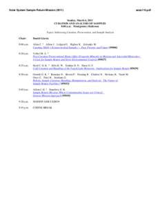 Solar System Sample Return Mission[removed]sess115.pdf Sunday, March 6, 2011 CURATION AND ANALYSIS OF SAMPLES