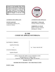 Pursuant to Ind.Appellate Rule 65(D), this Memorandum Decision shall not be regarded as precedent or cited before any court except for the purpose of establishing the defense of res judicata, collateral estoppel, or the 