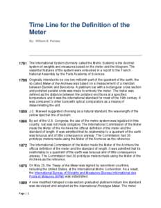 Time Line for the Definition of the Meter