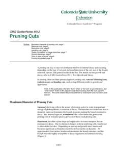 CMG GardenNotes #612  Pruning Cuts Outline:  Maximum diameter of pruning cuts, page 1