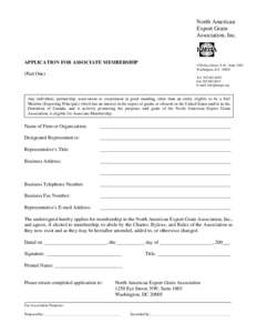 North American Export Grain Association, Inc. APPLICATION FOR ASSOCIATE MEMBERSHIP (Part One)