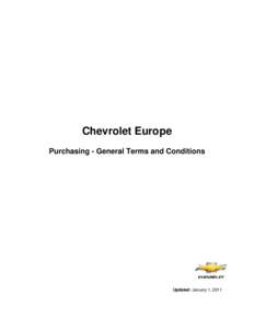 Chevrolet Europe Purchasing - General Terms and Conditions Updated: January 1, 2011  Contents