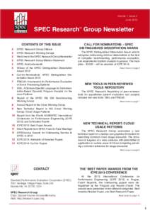 Volume 1, Issue 2 June 2013 SPEC Research Group Newsletter SM