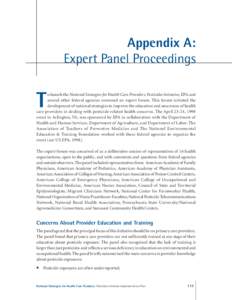 Appendix A: Expert Panel Proceedings T  o launch the National Strategies for Health Care Providers: Pesticides Initiative, EPA and