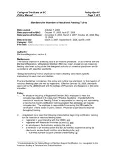 College of Dietitians of BC Policy Manual Policy Qac-01 Page 1 of 2