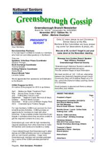 Greensborough Branch Newsletter Branch NoIncorporation No. A0044936A  NovemberEdition No. 11