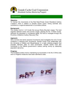 Grande Cache Coal Corporation Woodland Caribou Monitoring Program Environment