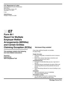 U.S. Department of Labor  Employee Benefits Security Administration Room N5511 200 Constitution Avenue, NW Washington, DC 20210