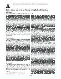 Physical geography / Current sea level rise / Sea level / Permanent Service for Mean Sea Level / Climate change / Tide gauge / Climatology / Tide / Future sea level / Physical oceanography / Oceanography / Earth