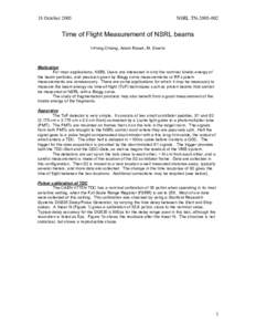 18 October[removed]NSRL TN[removed]Time of Flight Measurement of NSRL beams I-Hung Chiang, Adam Rusek, M. Sivertz