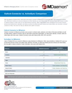 MDaemon Messaging Server - Outlook Connector vs. ActiveSync - Outlook Users Comparison Guide