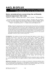 AACL BIOFLUX Aquaculture, Aquarium, Conservation & Legislation International Journal of the Bioflux Society Some considerations concerning the artificially colored aquarium fish trade