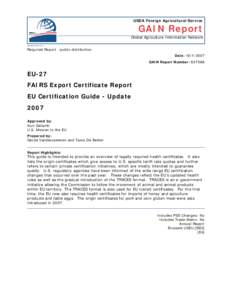 USDA Foreign Agricultural Service  GAIN Report Global Agriculture Information Network Template Version 2.09