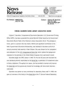 News Release UNITED STATES GOVERNMENT