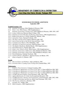 Holt McDougal / Harcourt / University of Chicago School Mathematics Project / McGraw-Hill / Rinehart & Company / Core-Plus Mathematics Project / McGraw / Economy of the United States / Mathematics education / Education / Publishing