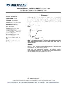 MULTISCREENTM DIVISION-ARRESTED CELL LINE HUMAN RECOMBINANT A2B RECEPTOR Data sheet PRODUCT INFORMATION