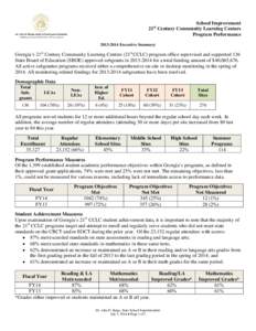 School Improvement 21 Century Community Learning Centers Program Performance stExecutive Summary