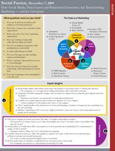 Social Fusion, December 7, 2009 How Social Media, Data Fusion and Behavioral Economics Are Transforming Marketing — and the Enterprise The	
  Future	
  of	
  Marketing	
    What	
  questions	
  were	
  on	
  yo