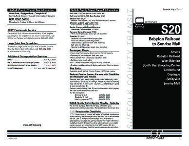 Suffolk County Transit Fares & Information  Questions, Suggestions, Complaints?