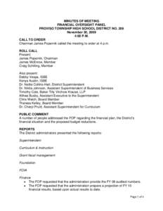 Minutes of Financial Oversight Panel Meeting - Proviso Township High School District No[removed]November 30, 2009