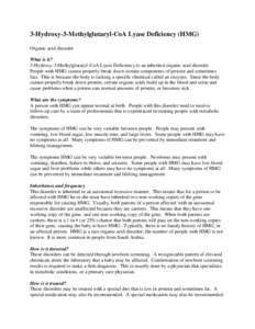 3-hydroxy-3-methylglutaryl-CoA lyase deficiency / Genetic genealogy / 3-hydroxy-3-methylglutaryl-CoA lyase / Newborn screening / Protein families / Fatty-acid metabolism disorder / HMG-CoA reductase / Health / Rare diseases / Medicine