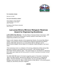 For immediate release: February 26, 2009 For more information, contact: Grace Haggerty, Project Manager Interstate Stream Commission[removed]