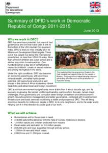 DFID DRC operational plan 2013 summary